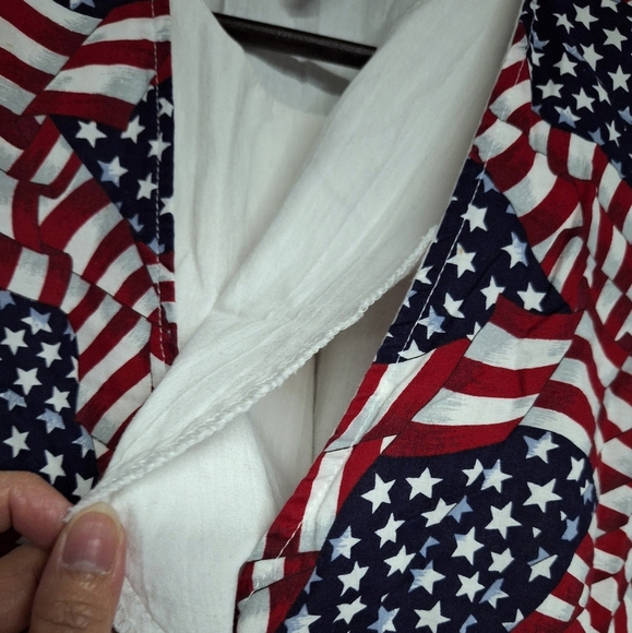 Vintage Tapestry Made in USA Womens American Flag Top T-Shirt Vest Attached - Picture 6 of 15